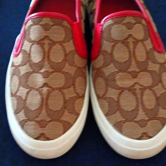 Coach Brown and Red Slip-On Sneakers - Picture 4 of 7